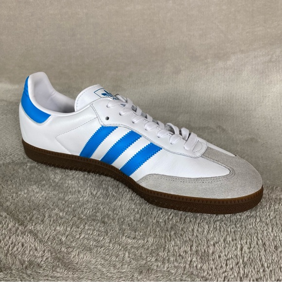 Adidas Originals Samba Shoes Mens Size 12 White Blue Gum Leather Sneakers NEW main image 4